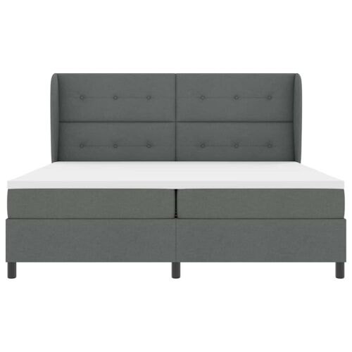 Box spring krevet Tamno siva 200 x 200 cm tkanina - Tamno siva 200 x 200 cm Prošiveno gumbima Cijena