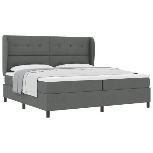 Box spring krevet Tamno siva 200 x 200 cm tkanina - Tamno siva 200 x 200 cm Prošiveno gumbima Cijena