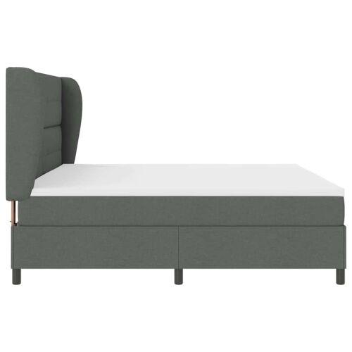 Box spring krevet Tamno siva 200 x 200 cm tkanina - Tamno siva 200 x 200 cm Prošiveno gumbima Cijena