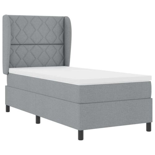 Box spring krevet Svjetlosiva 90 x 190 cm tkanina - Svjetlosiva 90 x 190 cm Dizajn s rombovima Cijena