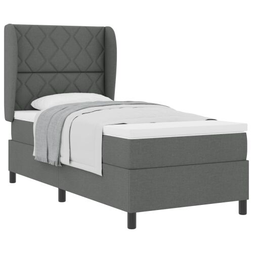 Box spring krevet Tamno siva 90 x 190 cm tkanina - Tamno siva 90 x 190 cm Dizajn s rombovima Cijena