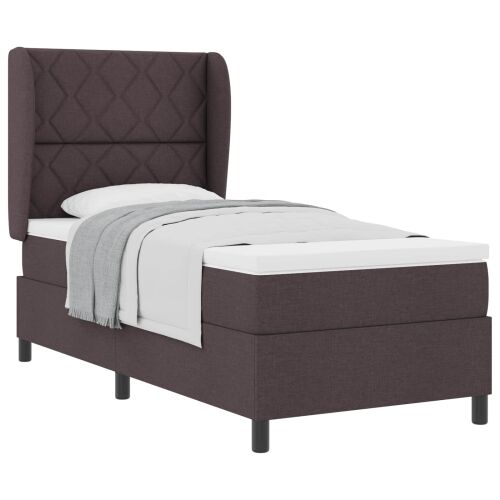 Box spring krevet Tamno smeđa 90 x 190 cm tkanina - Tamno smeđa 90 x 190 cm Dizajn s rombovima Cijena