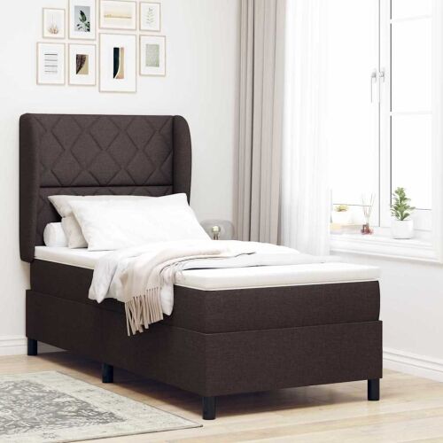 Box spring krevet Tamno smeđa 90 x 190 cm tkanina - Tamno smeđa 90 x 190 cm Dizajn s rombovima Cijena