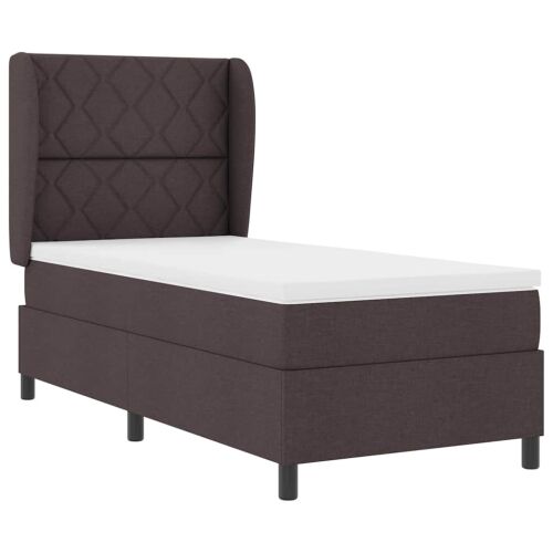 Box spring krevet Tamno smeđa 90 x 190 cm tkanina - Tamno smeđa 90 x 190 cm Dizajn s rombovima Cijena