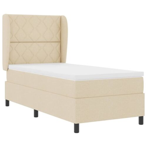 Box spring krevet s uzglavljem Krema 90 x 190 cm tkanina - Krema 90 x 190 cm Dizajn s rombovima Cijena