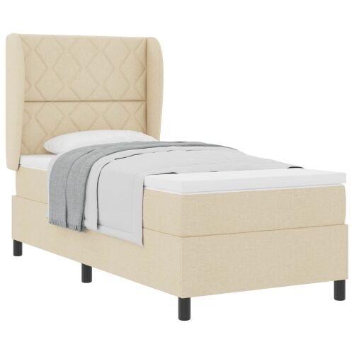 Box spring krevet s uzglavljem Krema 90 x 190 cm tkanina - Krema 90 x 190 cm Dizajn s rombovima Cijena