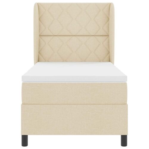 Box spring krevet s uzglavljem Krema 90 x 190 cm tkanina - Krema 90 x 190 cm Dizajn s rombovima Cijena
