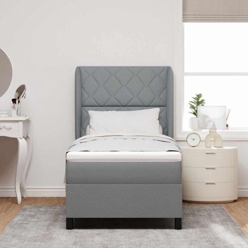 Box spring krevet Svjetlosiva 90 x 200 cm tkanina - Svjetlosiva 90 x 200 cm Dizajn s rombovima Cijena