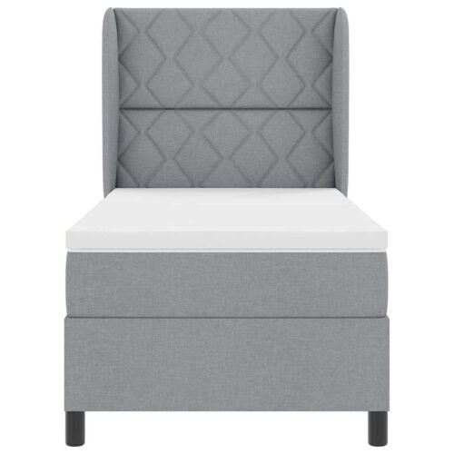 Box spring krevet Svjetlosiva 90 x 200 cm tkanina - Svjetlosiva 90 x 200 cm Dizajn s rombovima Cijena