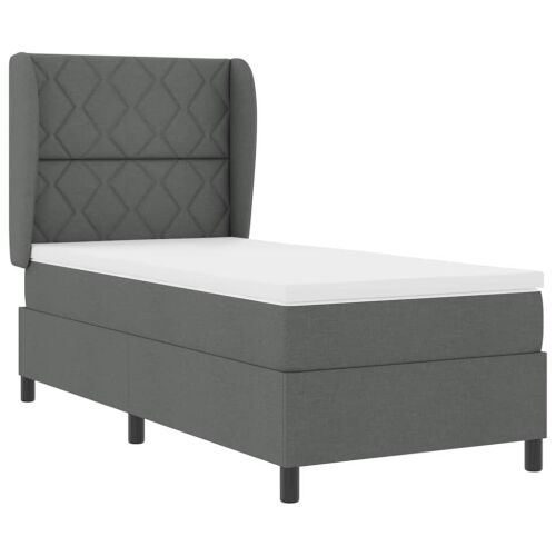 Box spring krevet Tamno siva 90 x 200 cm tkanina - Tamno siva 90 x 200 cm Dizajn s rombovima Cijena
