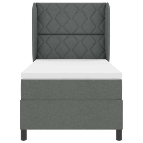 Box spring krevet Tamno siva 90 x 200 cm tkanina - Tamno siva 90 x 200 cm Dizajn s rombovima Cijena