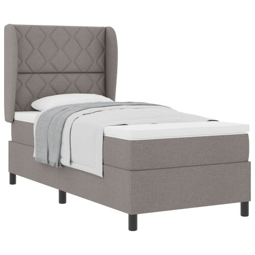 Box spring krevet Sivo-smeđa 90 x 200 cm tkanina - Sivosmeđa 90 x 200 cm Dizajn s rombovima Cijena