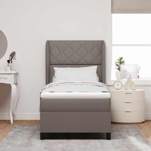 Box spring krevet Sivo-smeđa 90 x 200 cm tkanina - Sivosmeđa 90 x 200 cm Dizajn s rombovima Cijena