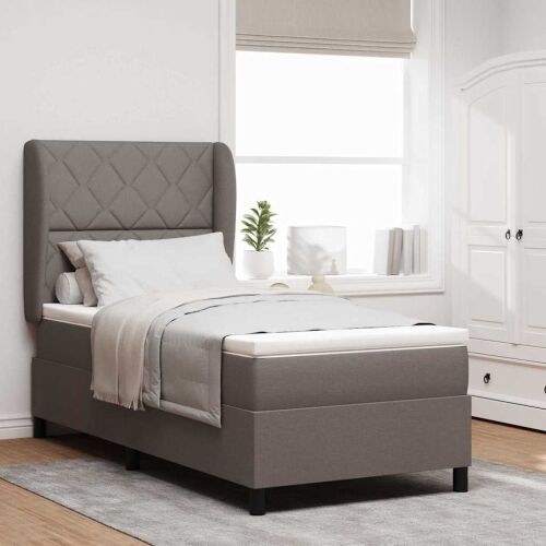 Box spring krevet Sivo-smeđa 90 x 200 cm tkanina - Sivosmeđa 90 x 200 cm Dizajn s rombovima Cijena