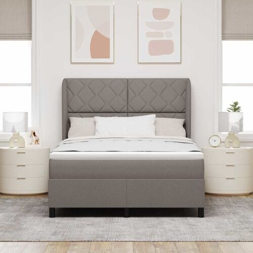 Box spring krevet Sivo-smeđa 140 x 190 cm tkanina - Sivo-smeđa 140 x 190 cm Dizajn s rombovima Cijena
