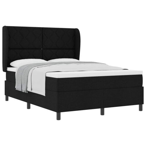 Box spring krevet s uzglavljem Crna 140 x 200 cm tkanina - Crna 140 x 200 cm Dizajn s rombovima Cijena