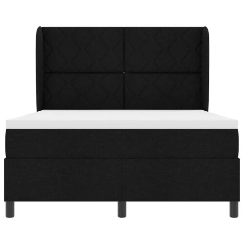 Box spring krevet s uzglavljem Crna 140 x 200 cm tkanina - Crna 140 x 200 cm Dizajn s rombovima Cijena