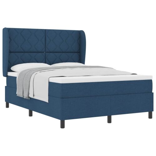 Box spring krevet s uzglavljem Plava 160 x 200 cm tkanina - Plava 160 x 200 cm Dizajn s rombovima Cijena