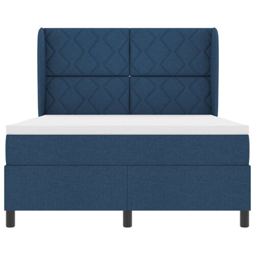 Box spring krevet s uzglavljem Plava 160 x 200 cm tkanina - Plava 160 x 200 cm Dizajn s rombovima Cijena