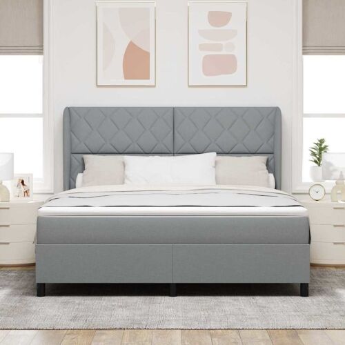 Box spring krevet Svjetlosiva 180 x 200 cm tkanina - Svjetlosiva 180 x 200 cm Dizajn s rombovima Cijena