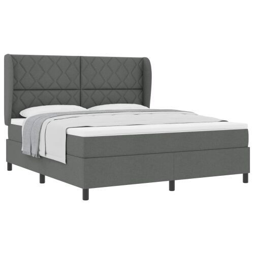 Box spring krevet Tamno siva 180 x 200 cm tkanina - Tamno siva 180 x 200 cm Dizajn s rombovima Cijena
