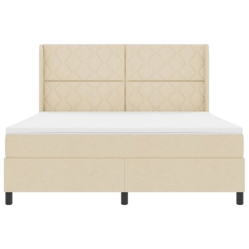 Box spring krevet s uzglavljem Krema 180 x 200 cm tkanina - Krema 180 x 200 cm Dizajn s rombovima Cijena