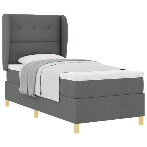 Box spring krevet Tamno siva 200 x 100 cm tkanina - Tamno siva 100 x 200 cm Prošiveno gumbima Cijena