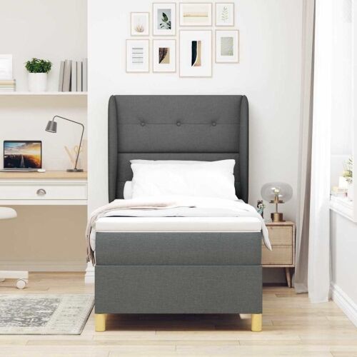 Box spring krevet Tamno siva 200 x 100 cm tkanina - Tamno siva 100 x 200 cm Prošiveno gumbima Cijena