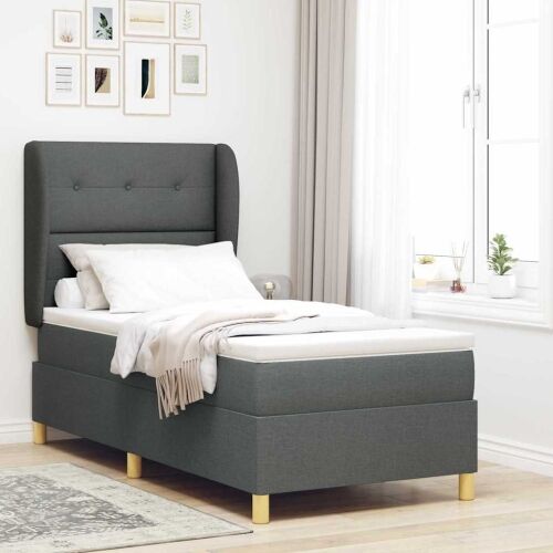 Box spring krevet Tamno siva 200 x 100 cm tkanina - Tamno siva 100 x 200 cm Prošiveno gumbima Cijena