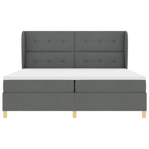 Box spring krevet Tamno siva 200 x 200 cm tkanina - Tamno siva 200 x 200 cm Prošiveno gumbima Cijena