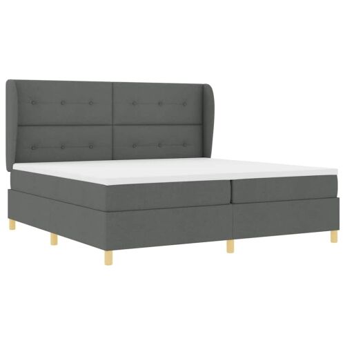 Box spring krevet Tamno siva 200 x 200 cm tkanina - Tamno siva 200 x 200 cm Prošiveno gumbima Cijena