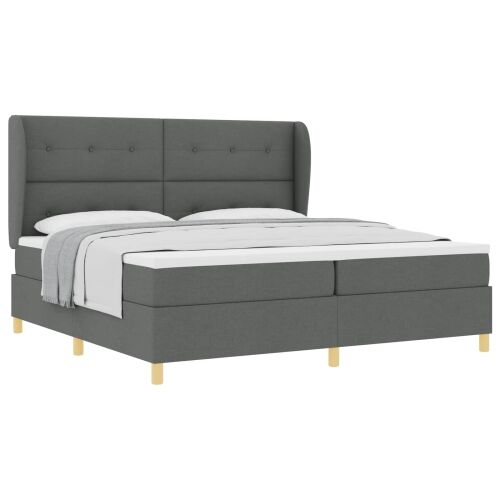 Box spring krevet Tamno siva 200 x 200 cm tkanina - Tamno siva 200 x 200 cm Prošiveno gumbima Cijena