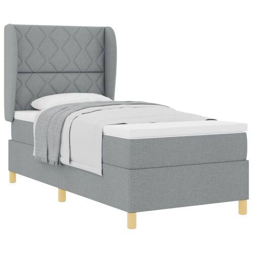 Box spring krevet Svijetlo siva 190 x 90 cm tkanina - Svjetlosiva 90 x 190 cm Dizajn s rombovima Cijena