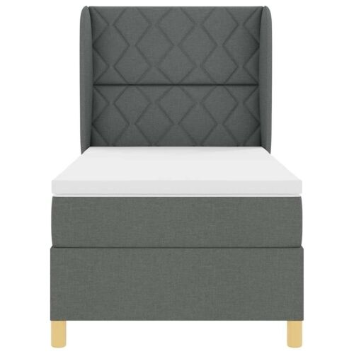 Box spring krevet Tamno siva 190 x 90 cm tkanina - Tamno siva 90 x 190 cm Dizajn s rombovima Cijena