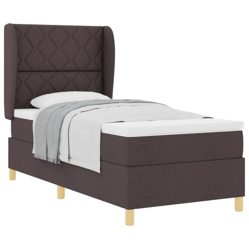 Box spring krevet Tamno smeđa 190 x 90 cm tkanina - Tamno smeđa 90 x 190 cm Dizajn s rombovima Cijena