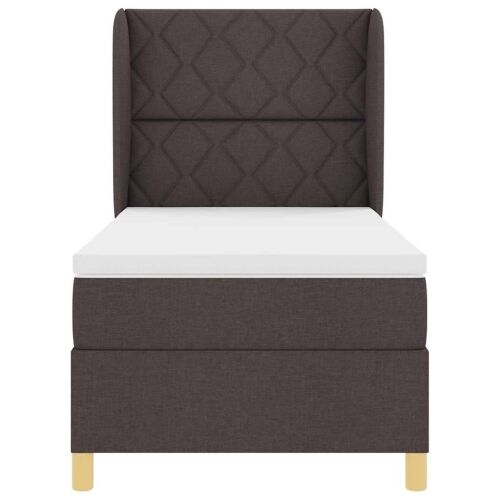 Box spring krevet Tamno smeđa 190 x 90 cm tkanina - Tamno smeđa 90 x 190 cm Dizajn s rombovima Cijena