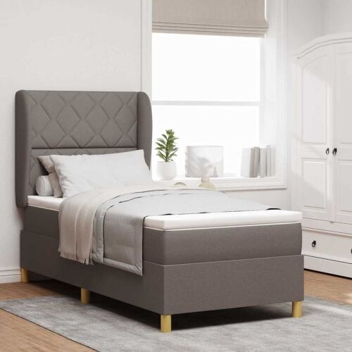 Box spring krevet Sivo-smeđa 190 x 90 cm tkanina - Sivo-smeđa 90 x 190 cm Dizajn s rombovima Cijena