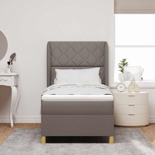 Box spring krevet Sivo-smeđa 190 x 90 cm tkanina - Sivo-smeđa 90 x 190 cm Dizajn s rombovima Cijena