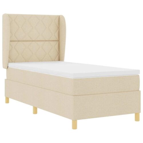 Box spring krevet s uzglavljem Krema 190 x 90 cm tkanina - Krema 90 x 190 cm Dizajn s rombovima Cijena