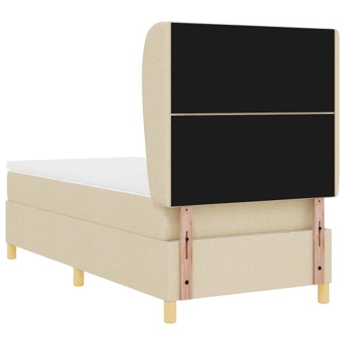 Box spring krevet s uzglavljem Krema 190 x 90 cm tkanina - Krema 90 x 190 cm Dizajn s rombovima Cijena