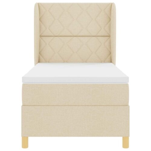 Box spring krevet s uzglavljem Krema 190 x 90 cm tkanina - Krema 90 x 190 cm Dizajn s rombovima Cijena
