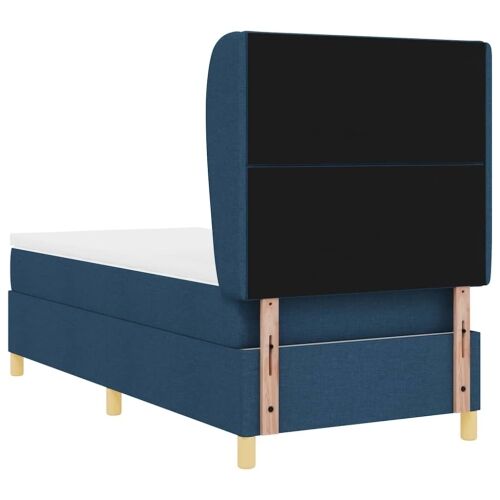 Box spring krevet s uzglavljem Plava 190 x 90 cm tkanina - Plava 90 x 190 cm Dizajn s rombovima Cijena