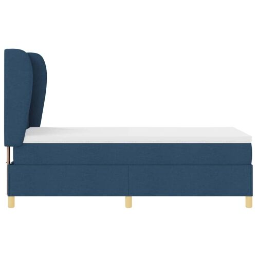 Box spring krevet s uzglavljem Plava 190 x 90 cm tkanina - Plava 90 x 190 cm Dizajn s rombovima Cijena