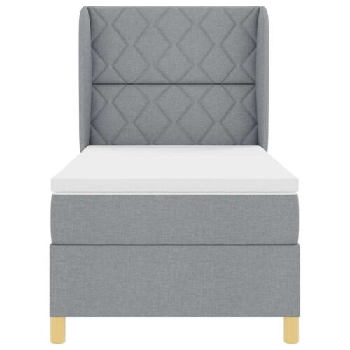 Box spring krevet Svijetlo siva 200 x 90 cm tkanina - Svjetlosiva 90 x 200 cm Dizajn s rombovima Cijena