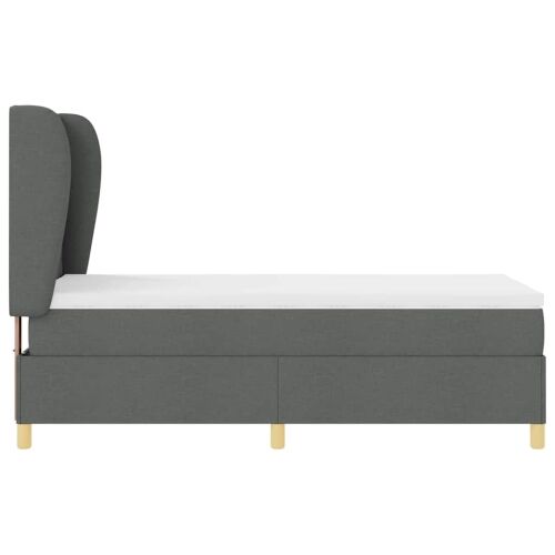 Box spring krevet Tamno siva 200 x 90 cm tkanina - Tamno siva 90 x 200 cm Dizajn s rombovima Cijena