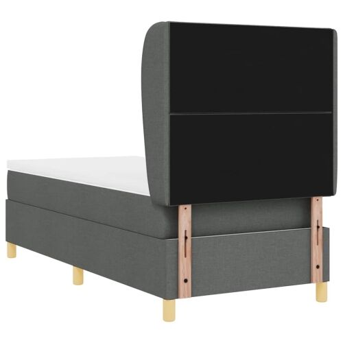 Box spring krevet Tamno siva 200 x 90 cm tkanina - Tamno siva 90 x 200 cm Dizajn s rombovima Cijena