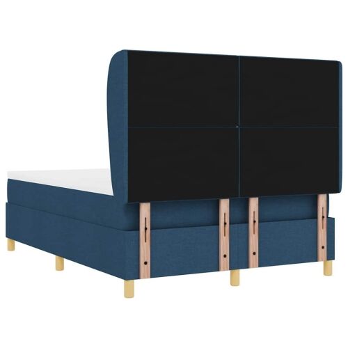 Box spring krevet s uzglavljem Plava 190 x 140 cm tkanina - Plava 140 x 190 cm Dizajn s rombovima Cijena