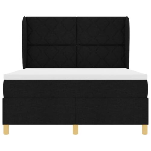 Box spring krevet s uzglavljem Crna 200 x 140 cm tkanina - Crna 140 x 200 cm Dizajn s rombovima Cijena