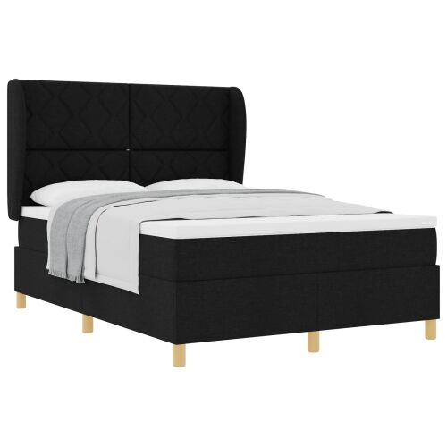 Box spring krevet s uzglavljem Crna 200 x 140 cm tkanina - Crna 140 x 200 cm Dizajn s rombovima Cijena