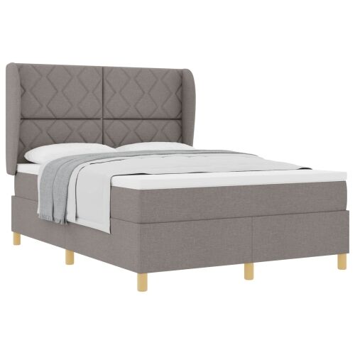 Box spring krevet Sivo-smeđa 200 x 140 cm tkanina - Sivosmeđa 140 x 200 cm Dizajn s rombovima Cijena